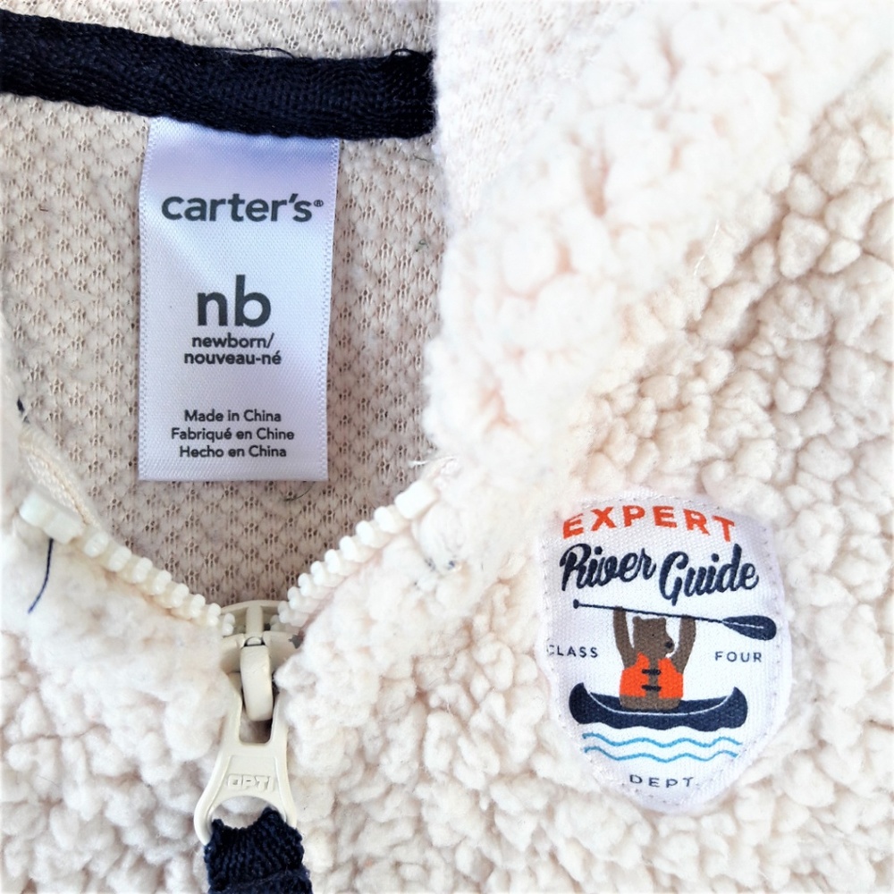 Carters Newborn Teddy Bear Jacket Zip River Guide - Picture 2 of 3